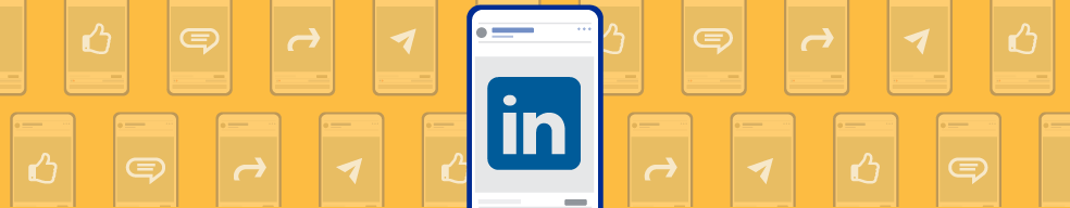 smartphone illustration with LinkedIn logo on screen